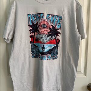 Reel Life Graphic Tee - White with Red & Blue Print